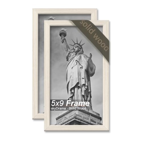 skyDrama Solid Wood 5x9 Picture Frame with White Wood Grain 2 Packs