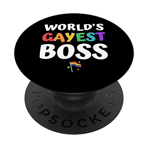 Drapeau arc-en-ciel Gayest Boss Pride de - LGBT - Gay lesbienne PopSockets PopGrip Interchangeable