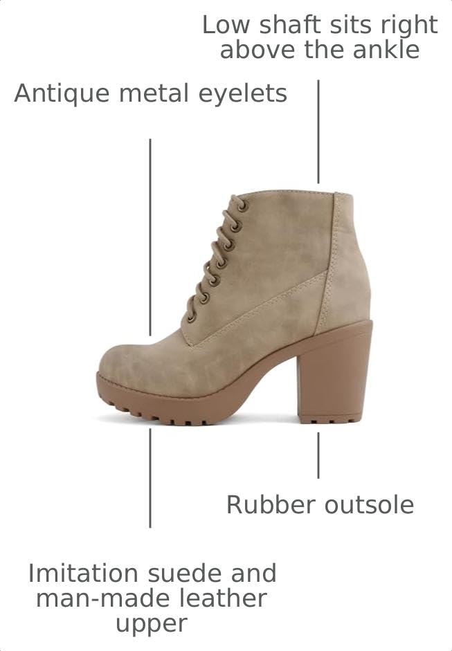 Image of Soda Second Lug Sole Chunky Heel Combat Ankle Bootie Lace up w /Side Zipper | Casual Boots