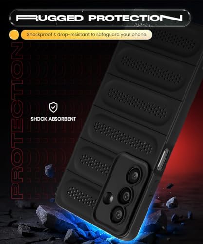 Image of WOW IMAGINE Ultimate Silicone Back Cover Case for Samsung Galaxy M16 5G | Galaxy F16 5G | Heat Dissipation Thin Soft TPU | 360 Camera Protection | Breathable Cooling Holes - Pitch Black
