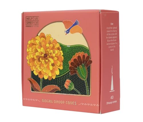 Image of HelpUsGreen Natural Dhoop Cones Lemongrass and Mogra (80 Cones Pack of 2)|Charcoal Free Organic Incense Cones | Low Smoke Long Lasting Incense for Pooja Meditation Home Fragrance |Free Ceramic Holder