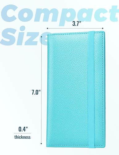 Image of Yarnic Checkbook Cover for Personal Checkbook, Checkbook Holder with Pen Holder & Built-in Clear Plastic Divider for Duplicate Checks (Pale Turquoise)