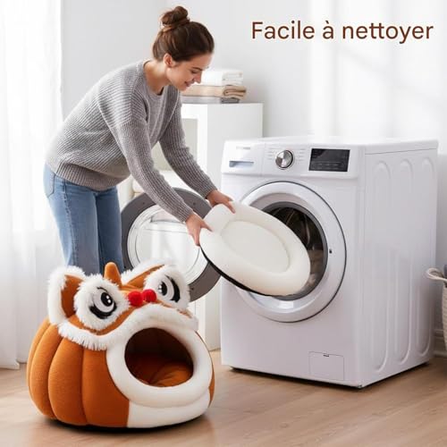 Caverne pour chat lion et tunnel maison pliable pour lit d'intérieur et voyage