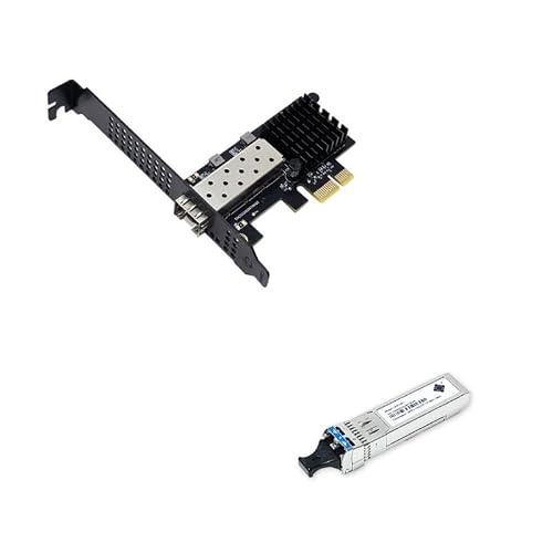 【10Gbps対応】Realtek RTL8127ATF搭載 PCIe 4.0 x1 光ポート 10G LANカード SFP+ - ファンレス 低消費電力 Windows/Linux対応 NAS用 (LAN カード本体 + 1x長距光モジュール10KM)