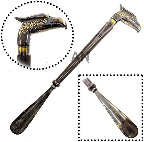 Brass Eagle Head Shoe Horn, Shoe Snooper 19'' Long Handled Comfort Grip for Men, Women, Kids, Boots & All Shoes