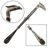 Brass Eagle Head Shoe Horn, Shoe Snooper 19'' Long Handled Comfort Grip for Men, Women, Kids, Boots