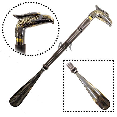 Brass Eagle Head Shoe Horn, Shoe Snooper 19'' Long Handled Comfort Grip For Men, Women, Kids, Boots & All Shoes #TOP3