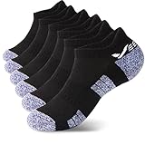 VEEWECOS Sneaker Socken Herren & Damen 6 Paar 39-42 43-46 Laufsocken Rutschfeste Gepolsterte Atmungsaktiv Sportsocken Unisex Schwarz Weiß Baumwolle Kurze Socken (M (39-42), Schwarz)