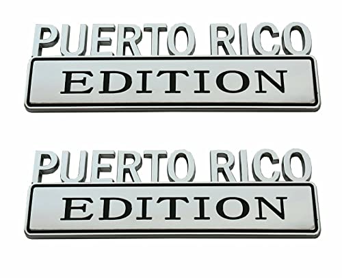 Image of 2Pc Set Puerto RICO Edition Truck Emblem Flag Decal 3D Exterior Badge Sticker Car Truck Decal Replacement for Cars, Trucks, Motorcycles, Boats & Laptops(Silver Black