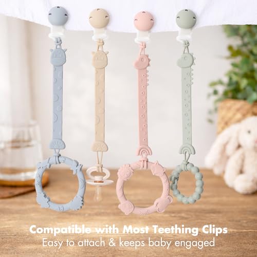 Image of Silicone Teethers for Babies 0-6 6-12 Months Teething Toys for Infants Baby Chew Toys for Sucking Needs Baby Teething Rings for Infant Boys and Girls 3 Pack-Dinosaur-Blue