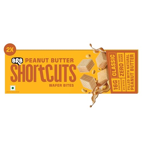 Image of BRB Shortcuts - Protein Wafer Bites | Classic Flavour | 16g Protein | Filled With Natural Peanut Butter | Zero Refined Sugar, No Palm Oil, Healthy Snack | 2 x 100g Box