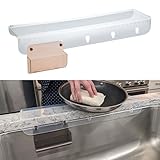 SiliProducts SiliSink XL Silicone Edge Guard for Kitchen Sink - Fits 3.75” - 4” Wide - The Original Silicone Sink Edge Protector with Sponge Caddy - Splash Guard, 20” Clear Diamond