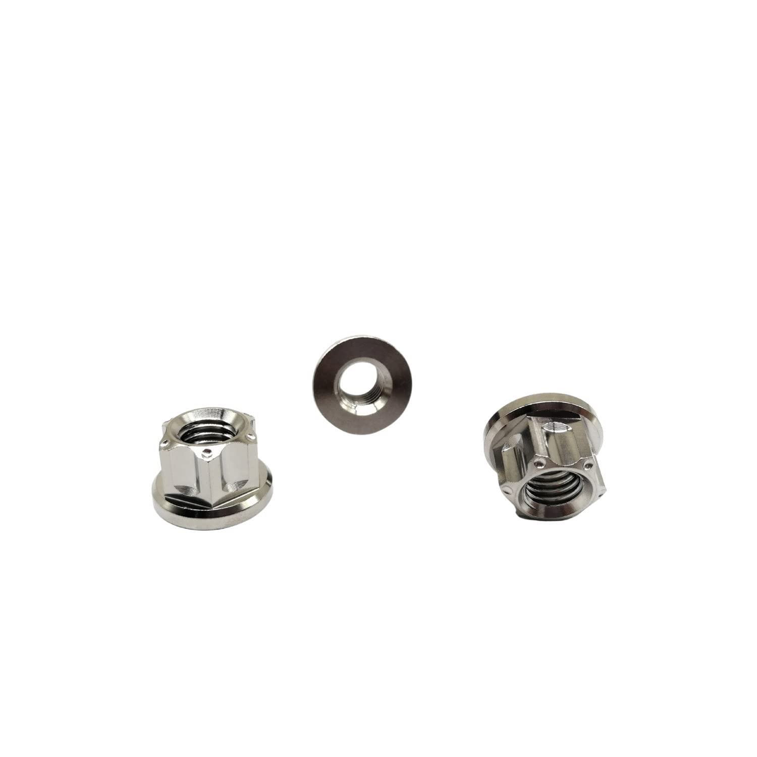 Muttern M6 M8 M10 M12 Mutter Sechskantflanschbolzen Schraubenmutter für Lokomotive und Motorrad Fahrrad Auto Boot Bremszubehör Titanbefestigungen Titanmutter 5er-Pack