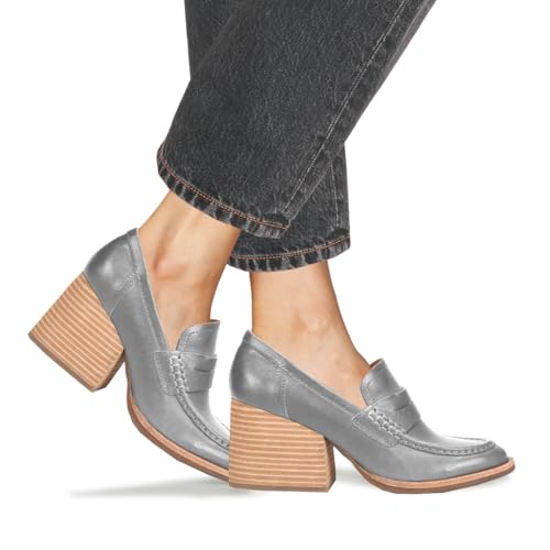 Image of MOOMMO Women Chunky Platform Loafers Pumps Round Closed Toe Slip On Penny Loafers Suede Block High Heels Oxford Shoes Formal Classic Thick Heel Dress Loafer Office Ladies Vintage Comfort 4-11 M US