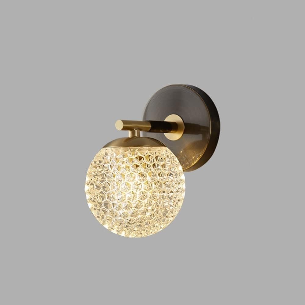 HPTHLY Gold Wall Lamp With Acrylic Globe Lampshade, Brass Wall Sconce, Wall Mounted Light Fixture For Bedroom, Living Room, Hallway, Dining Room, Attic, White G9 Wall(One Color-1-Light)
