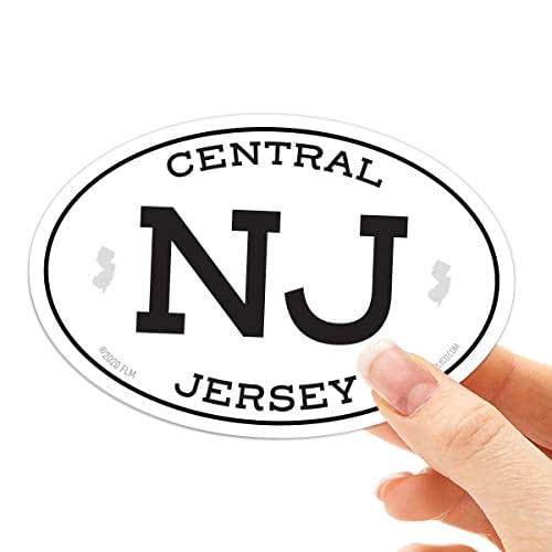 Central Jersey NJ Stickers New Jersey White Oval Sticker, Jersey Shore, Trenton