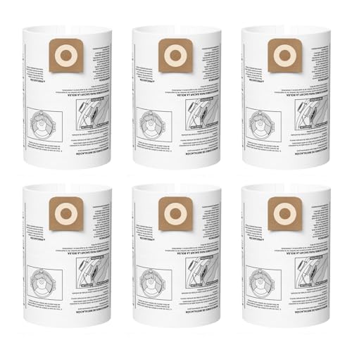 6 Pack CMXZVBE38749 Vacuum Dust Bags Compatible with CRAFTSMAN 16 to 20 Gallon Wet/Dry Shop Vac Vac Bags Replacement for Ridgid 16 Gal Shop Vacuum Part# 38749
