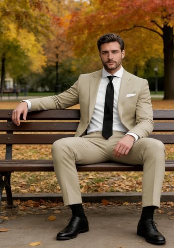 بدلة رجالية سوداء انيقة من قطعتين من شوززانجي، بدلات للرجال بقصة عادية لحفلات الزفاف والحفلات الراقصة والعشاء، مقاس 42 L