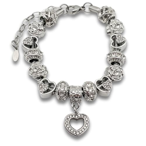 BELLA'S YARD Birthstone Bracelet April, Gifts for her, Charm Bracelet for Women, 100% Stainless Steel, Water & Tarnish Resistant, Ideal Anniversary or Birthday Gift for Wife, Jewelry for Mom Girlfriend, 15 Charms Included - Adjustable, Includes Velvet Bag, April Diamond simulated Birthstone