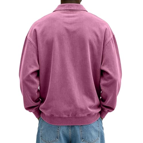 Washed Polo Shirts for Men Big and Tall Long Sleeve Tshirts Casual Pullover | Retro, Collared, Drop Shoulder, Distressed, Breathable, Athletic Tshirts, Classic Shirts, Athleisure, Fall Winter Clothes - image 5