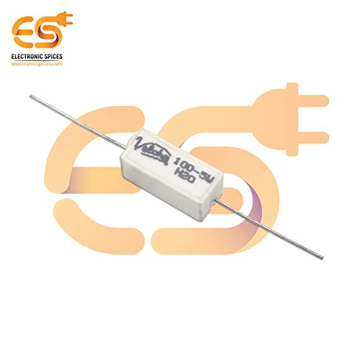 Image of Electronic Spices 100 Ohm (Ω) 5 Watt Fusible Ceramic Cement Power Resistor Pack of 5pcs