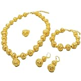 Dubai African Gold Jewelry Set For Women 24k Gold Plated Bride Necklace Bracelet Earrings Rings Sets Indian Wedding Jewelery Set Gift (S-234)