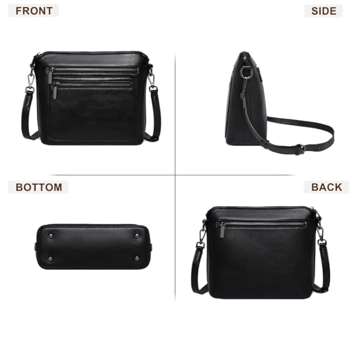 Image of COOLCY Genuine Leather Crossbody Bags for Women Purses and Handbags for Ladies with Multiple Pockets Shoulder Satchel Bag