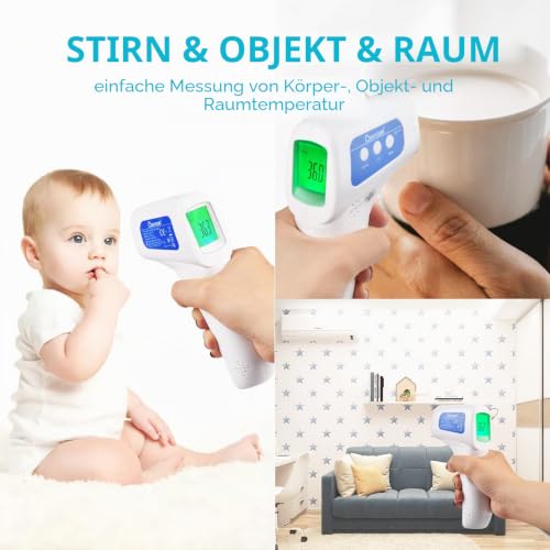 Berrcom Fieberthermometer Kontaktlos Infrarot Stirnthermometer für Babys Thermometer Digitales...