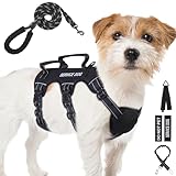 Escape Proof Dog Harness for Large Medium Sized Dogs Six Point Adjustable, Service Dog Vest Harness and Leash Set, No Pull Dogs Harnesses with Handle, Medium Dog Harnesses for Walking(Black, S)