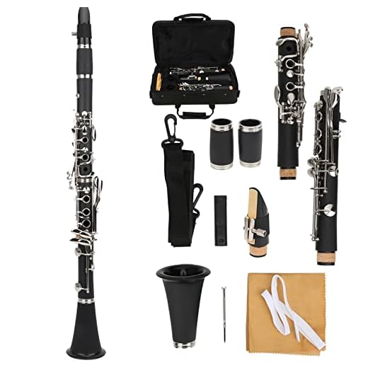 Bb Tone Clarinet for Beginners, 17 Keys Student Level Bakelite Clarinet Woodwind Instrument for Band and Orchestra with Reeds Case Cleaning Cloth Screwdriver(black)