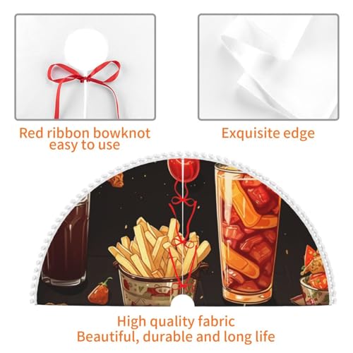 Jupe de sapin de Noël jambe de poulet 122 cm à pompons double couche