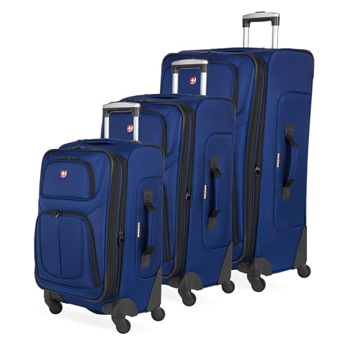 SwissGear Sion Softside Expandable Luggage, Blue, 3-Piece Set (21/25/29)