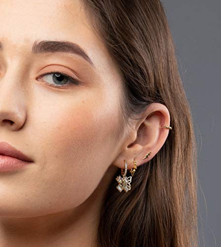 Butterflyearrings Huggie Hoop, Butterfly Dangle Huggie Hoop Earrings For Women Girls Hoops Cuff Buttefly Earrings Hypoallergenic Huggie Hoop Earrings #TOP2