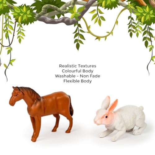 Image of RATNA'S Animal World Farm Animals Set of 7 Pcs, Big Size Realistic Domestic Animal Figurines Toy for Kids