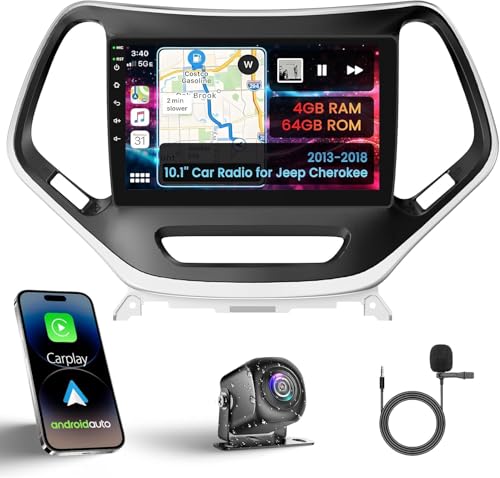 10.1 Inch Android Car Stereo for Jeep Cherokee 2013-2018 with Wireless CarPlay&Android Auto, HD...