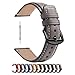 Fullmosa Uhrenarmband 20mm mit Schnellverschluss Kompatibel mit Samsung Watch 7/6/5/4 40mm 44mm/Watch 5 Pro 45mm, Garmin vivoactive 6/5/3,Leder Armband,Grau + Schwarz Hardware