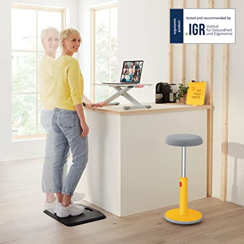 Compact Ergonomic Standing Desk Converter - Adjustable Height, White & Grey - Image 2
