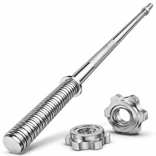 FK Sports Standard Barbell 1 inch Spinlock Weight Lifting Bar 2 Collars 4ft 5ft 6ft 7Ft (4ft)