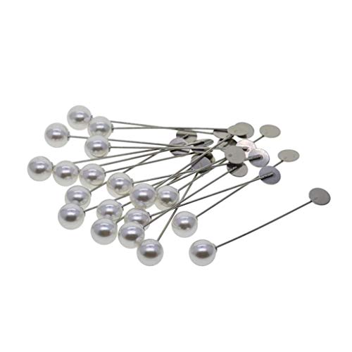 LoveinDIY 20 Set Metal Lapel Stick Pin Base Brooch Pin DIY Glue on Collar Suit Lapel Pin for Flower Boutonniere Stick Pin - Pearl