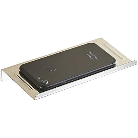 Wellsum Wall Mounted Stainless Steel Bathroom Phone Holder Phone Shelf Anti-Slip Style and Chrome Polished (Polished Silver) Cover