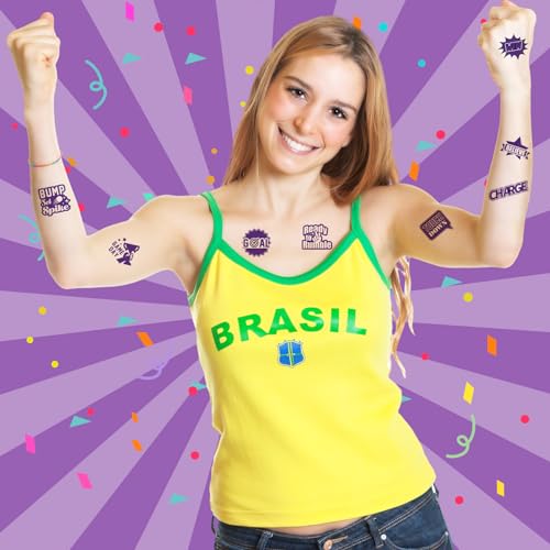 Demissle-200-Pcs-Team-Spirit-Temporary-Tattoos-Cheerleading-Number-1-Temporary-Tattoos-Softball-Soccer-Baseball-Tattoos-Face-Body-Stickers-Removable-Tattoo-Markers-for-Skin-School-Spirit-Item-Purple