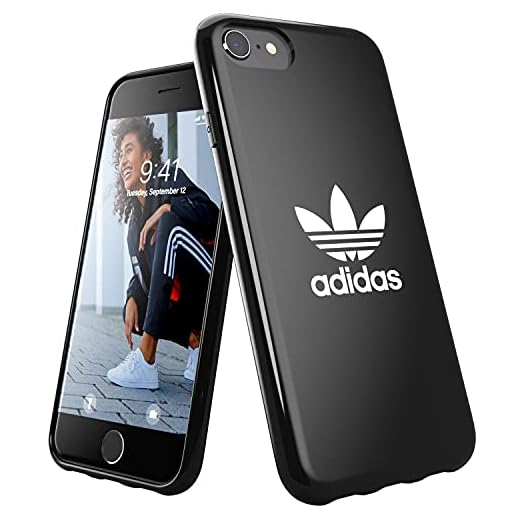 adidas Mobiltelefonskal utvecklat för iPhone 6/6s/7/8/iPhone SE2 fodral, falltestade fodral, stöttåliga upphöjda kanter, original Snap Case skyddsfodral, svart