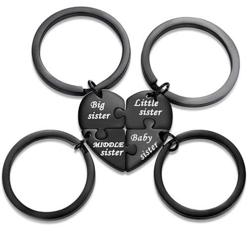 Yonhon 4 Big Middle Little Baby Four 4 Sister Keychains for 4