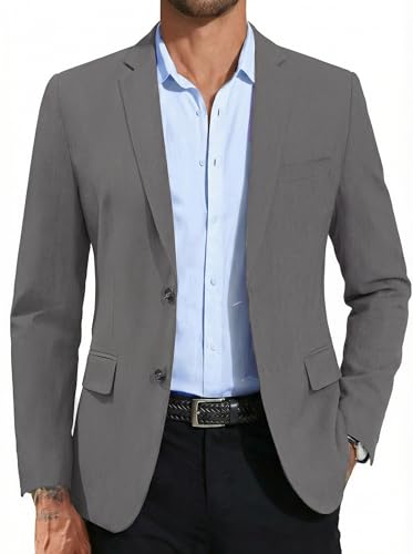 Blazer décontracté pour homme en gris foncé de coupe ajustée XX-Large