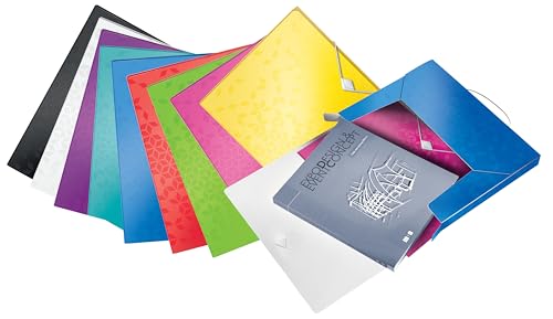 Image of Leitz 46290016 Box File, Holds up to 250 A4 Sheets, Elastic Closure, Flexible Plastic, Yellow, Wow Range