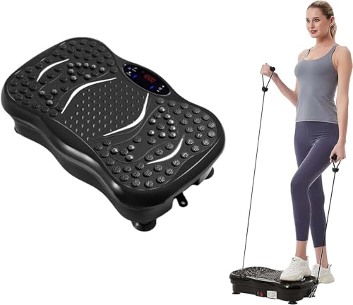INGUNAR Vibration Plates Fitness Exercise Machine for Home Use Trainer with Bluetooth Speaker 2 Resistance Bands Women Men