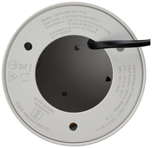 Image of Havells Crysta Deco Surf Cob 12W 6K White W,Led-Spotlights,Energy Efficient,Long Life of 25000 Burning Hours,Beam Angle of 36,Metal Body Cob with Integrated Driver,Cool Daylight (6500K)