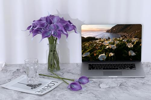 Image of SITUMEIZI 24 Pcs Purple Fake Flowers Artificial Calla Lily