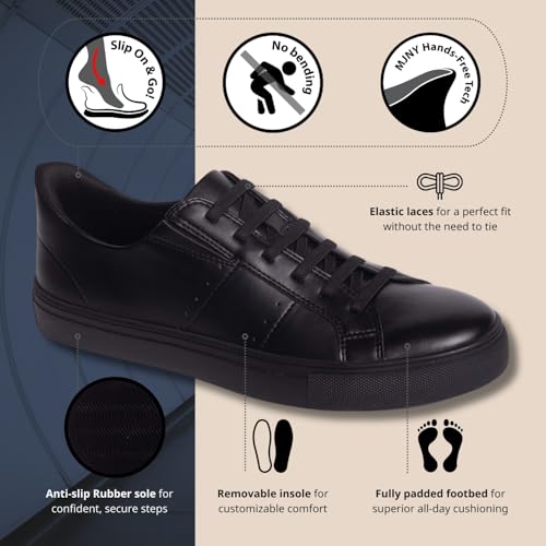 Image of Marc Joseph New York Womens Hands Free Slip On Fashion Classic Casual Comfort Sneakers for Women Black Napa