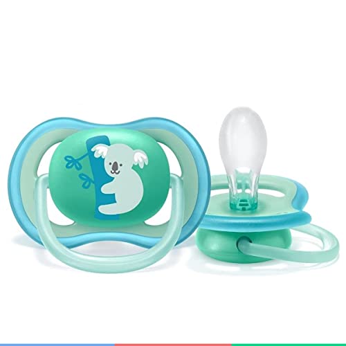 Kit 2 Chupetas Ultra Air Bico Silicone 18m+ Azul/Verde Avent